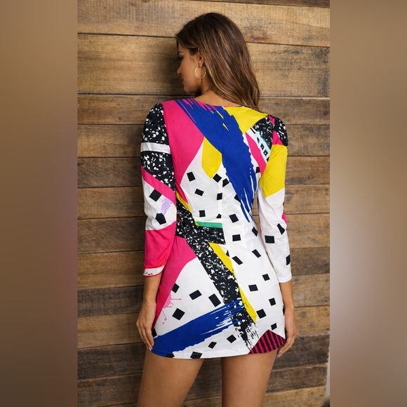 L'ATISTE Multicolor Abstract Women's Mini Dress - Picture 2 of 6